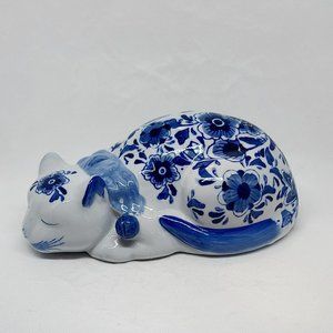 Large Vintage Chinoiserie Sleeping Cat